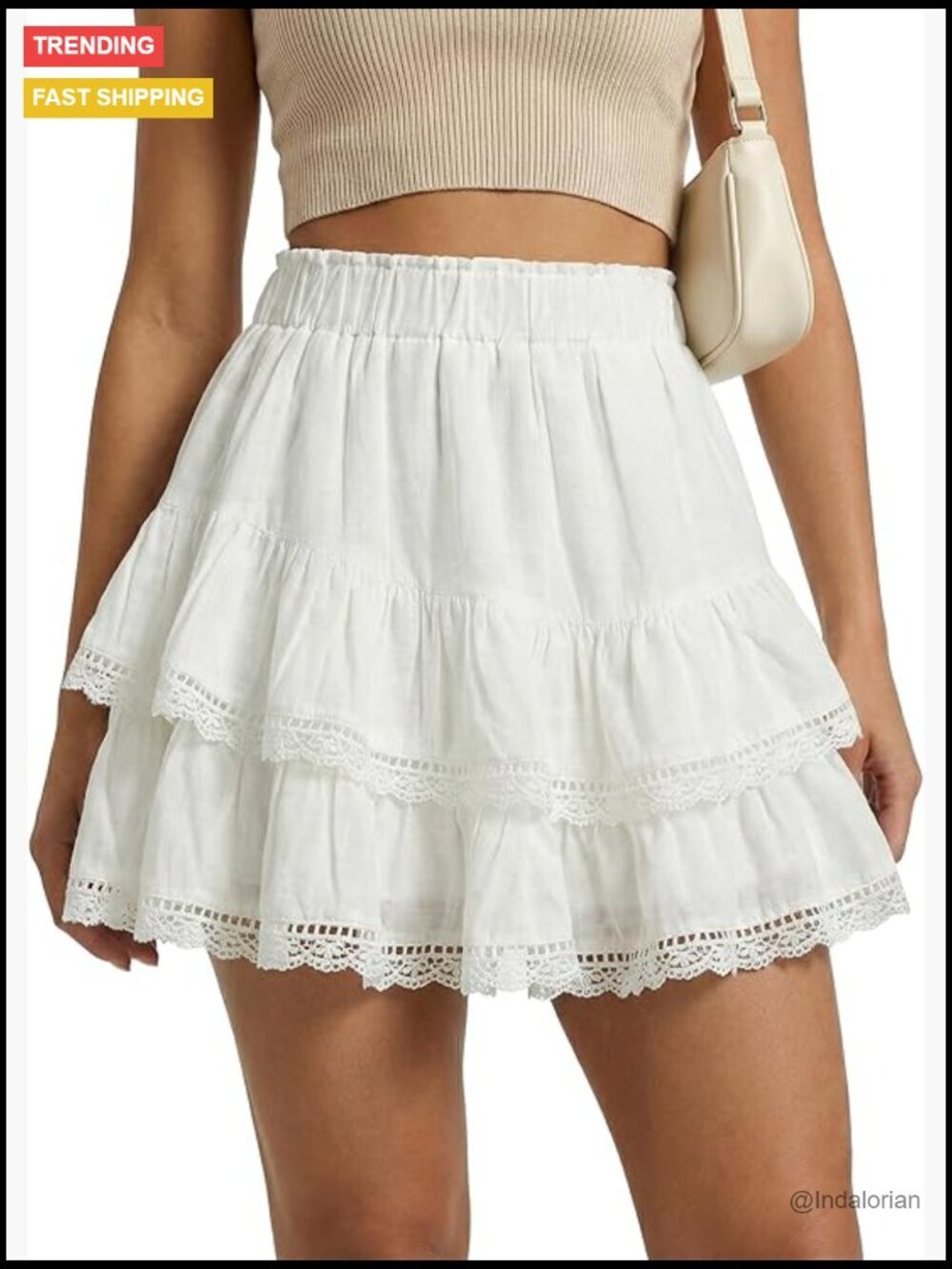 Flowy Ruffle Eyelet Skorts High Waisted Boho Mini Skort